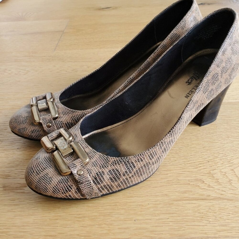 Anne Klein Akfannon animal print cheetah block heels 8.5 leopard box